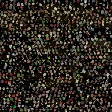 Kare konfeti parti dokusu arka planı. Sihirli kare renkli, noktasız desen. Çok renkli, ışıltılı, çeşitli renkte serpiştirilmiş. Yazının her yerinde neşeli bulanıklık efekti. 