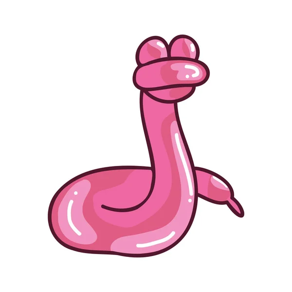 Lindo dibujo animado niñas de color rosa serpiente globo animal vector ilustración. Simple inflable brillante para el clipart de la etiqueta engomada del partido. Adorable novedad de cumpleaños para el entretenimiento dibujado a mano garabato. — Vector de stock