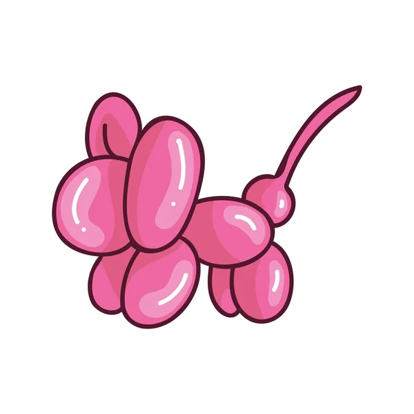 Desenhos animados bonito rosa meninas rato balão animal vetor ilustração. Inflável brilhante simples para clipart da etiqueta do partido. Adorável novidade de aniversário para entretenimento mão desenhada doodle. — Vetor de Stock