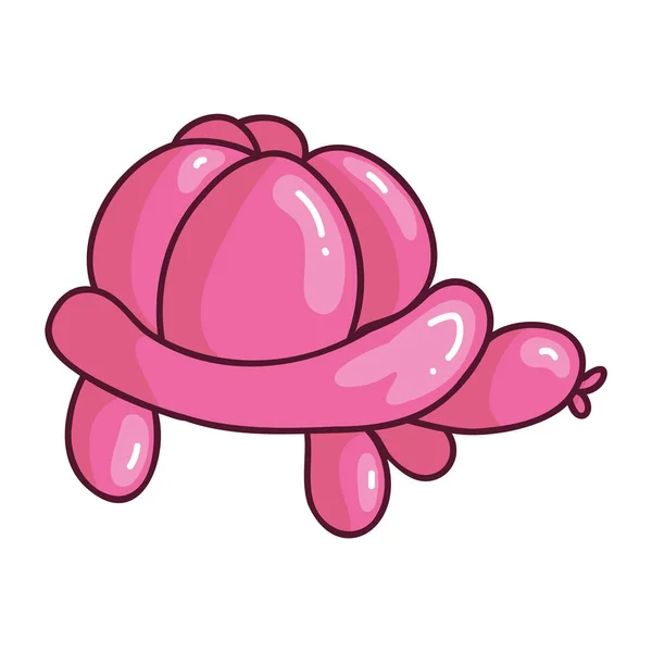 Lindo dibujo animado niñas rosadas tortuga globo animal vector ilustración. Simple inflable brillante para el clipart de la etiqueta engomada del partido. Adorable novedad de cumpleaños para el entretenimiento dibujado a mano garabato. — Vector de stock