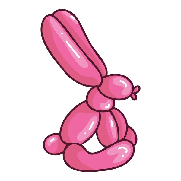 かわいい漫画ピンクの女の子ウサギの風船動物のベクトルイラスト。パーティーステッカー用のシンプルな光沢のあるインフレータブル。エンターテインメントの手描きのドアのための愛らしい誕生日の目新しさ. — ストックベクタ