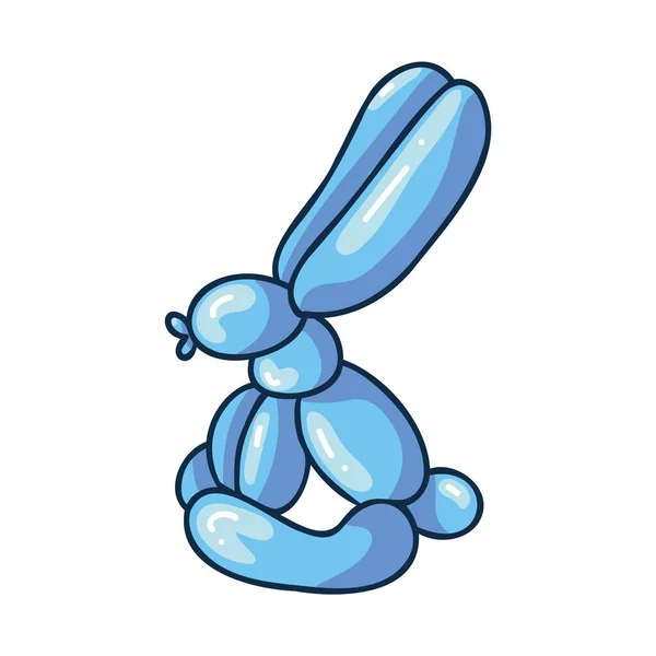 Lindo dibujo animado azul niños conejo globo animal vector ilustración. Simple inflable brillante para el clipart de la etiqueta engomada del partido. Adorable novedad de cumpleaños para el entretenimiento dibujado a mano garabato. — Archivo Imágenes Vectoriales