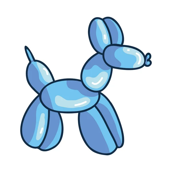 Desenhos animados bonito azul meninos cão balão animal vetor ilustração. Inflável brilhante simples para clipart da etiqueta do partido. Adorável novidade de aniversário para entretenimento mão desenhada doodle. — Vetor de Stock