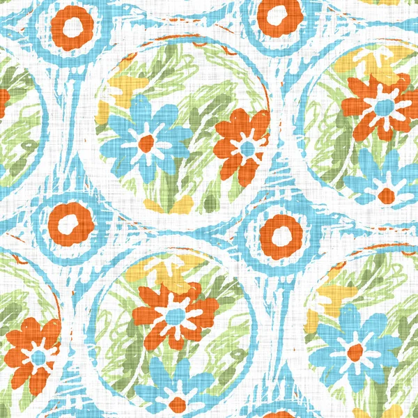 Watercolor flower motif background. Hand painted earthy whimsical seamless pattern. Modern floral linen textile for spring summer home decor. Decorative scandi style colorful nature all over print