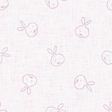Şirin mor tavşancık karalama çocuk arka planı. El çizimi tuhaf tavşan motifi kusursuz desen. Saf karakter karikatürü, bebek odası dekoru, nötr unisex karikatürü.