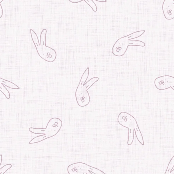 Niedliche lila Häschen kritzeln Kind Doodle Hintergrund. Handgezeichnetes skurriles Hasenmotiv mit nahtlosem Muster. Naive einfache Charakterzeichnung für minimales Baby, Kinderzimmer-Dekor, neutrales Unisex-Sammelalbum-Papier — Stockfoto