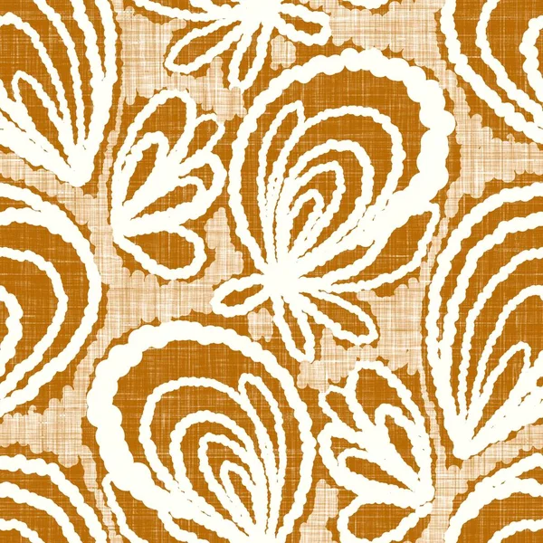 Watercolor orange flower motif background. Hand painted earthy whimsical seamless pattern. Modern floral linen textile for spring summer decor. Decorative scandi style colorful nature all over print — Stock Photo, Image