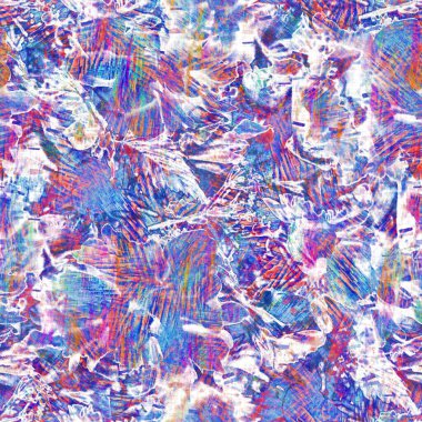 Kusursuz yaz boho 'su parmak izini sildi. Grunge hafif suluboya kolaj dokusu arka planı. Plaj desenli tekstil kumaşı. Boya mavisi, pastel, bulanık, püre, her yerde arıza var. 