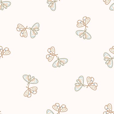 Kusursuz arka plan, kelebek kuyruğu yutuyor cinsiyet ayrımı yok. Tuhaf asgari 2 tonluk toprak rengi. Çocuk odası duvar kâğıdı ya da boho karikatür böcek modası her yerde..