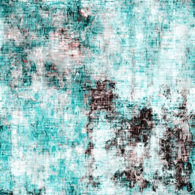 Lekeli grunge lekesi, duvar kabuğu desenli arka plan. Aqua mavisi gri kırsal tekrarlı kumaş. Kusursuz sıva, kaba, yaşlanmış fayans malzemesi. Dekoratif soluk sıkıntılı bulanıklık tüm parmak izi