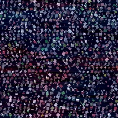 Kare konfeti parti dokusu arka planı. Sihirli kare renkli, noktasız desen. Çok renkli, ışıltılı, çeşitli renkte serpiştirilmiş. Yazının her yerinde neşeli bulanıklık efekti. 