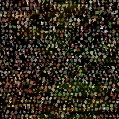 Kare konfeti parti dokusu arka planı. Sihirli kare renkli, noktasız desen. Çok renkli, ışıltılı, çeşitli renkte serpiştirilmiş. Yazının her yerinde neşeli bulanıklık efekti. 