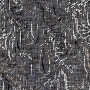 Kömür kömürü lekeli, gri Fransız keten kumaşı dokuma arka planı. Tarafsız, eski kumaş baskı kumaştan yapılmış. Her yeri parmak iziyle kaplı. Düzensiz pürüzlü pürüzlü grunge etkisi.
