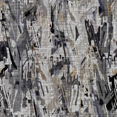 Kömür kömürü lekeli, gri Fransız keten kumaşı dokuma arka planı. Tarafsız, eski kumaş baskı kumaştan yapılmış. Her yeri parmak iziyle kaplı. Düzensiz pürüzlü pürüzlü grunge etkisi.