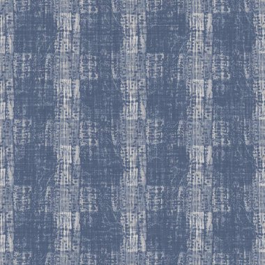 Kusursuz Fransız çiftlik evi keten geometrik blok parmak izi. Provence mavi gri kırsal desen dokusu. Eski püskü stil, eski dokuma kumaş her tarafı bulanık..