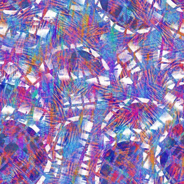 Kusursuz yaz boho 'su parmak izini sildi. Grunge hafif suluboya kolaj dokusu arka planı. Plaj desenli tekstil kumaşı. Boya mavisi, pastel, bulanık, püre, her yerde arıza var. 