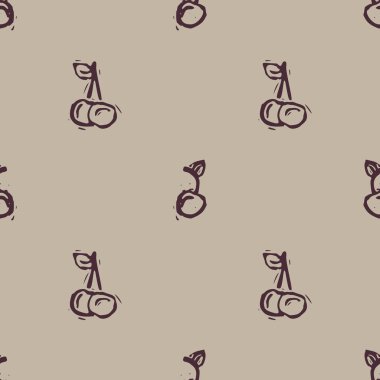 El yapımı, blok kiraz izli, dikişsiz desen. Köylü halk silueti çizimi geçmişi. Scandi ya da İnsian tarzı illüstrasyon. Etnik tekstil, her yerde ilkel moda.. 