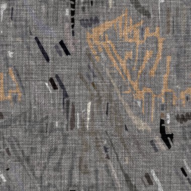 Kömür kömürü lekeli, gri Fransız keten kumaşı dokuma arka planı. Tarafsız, eski kumaş baskı kumaştan yapılmış. Her yeri parmak iziyle kaplı. Düzensiz pürüzlü pürüzlü grunge etkisi.