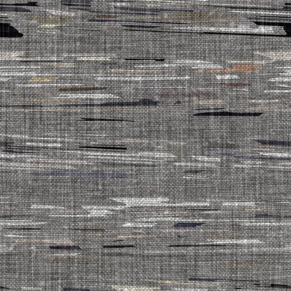 Rustikale meliert charcoal grey Französisch Leinen gewebte Textur Hintergrund. Tragen neutralen alten Vintage-Stoff bedruckten Textil. Überall auf der Welt verzweifelt. Unregelmäßige ungleichmäßige Flecken rauen Grunge-Effekt. — Stockfoto