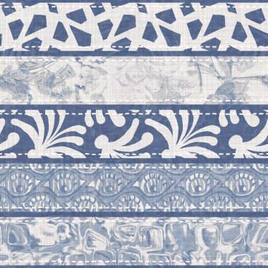 Pasaklı, şık Fransız, gri, mavi keten yama şeritli. Grunge eski yama tekstil efektlerini yıkadı. Kır tarzı ev dekorasyonu yumuşak mobilyalar, dekoratif yastık ya da kumaşın her tarafına yapıştırılmış.. 