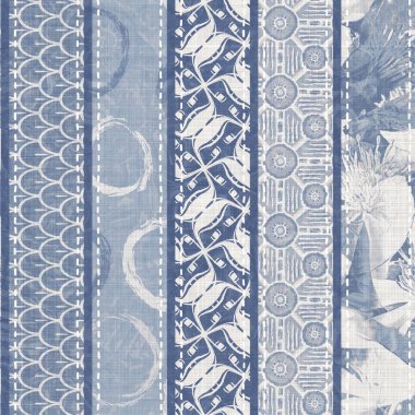 Pasaklı, şık Fransız, gri, mavi keten yama şeritli. Grunge eski yama tekstil efektlerini yıkadı. Kır tarzı ev dekorasyonu yumuşak mobilyalar, dekoratif yastık ya da kumaşın her tarafına yapıştırılmış.. 