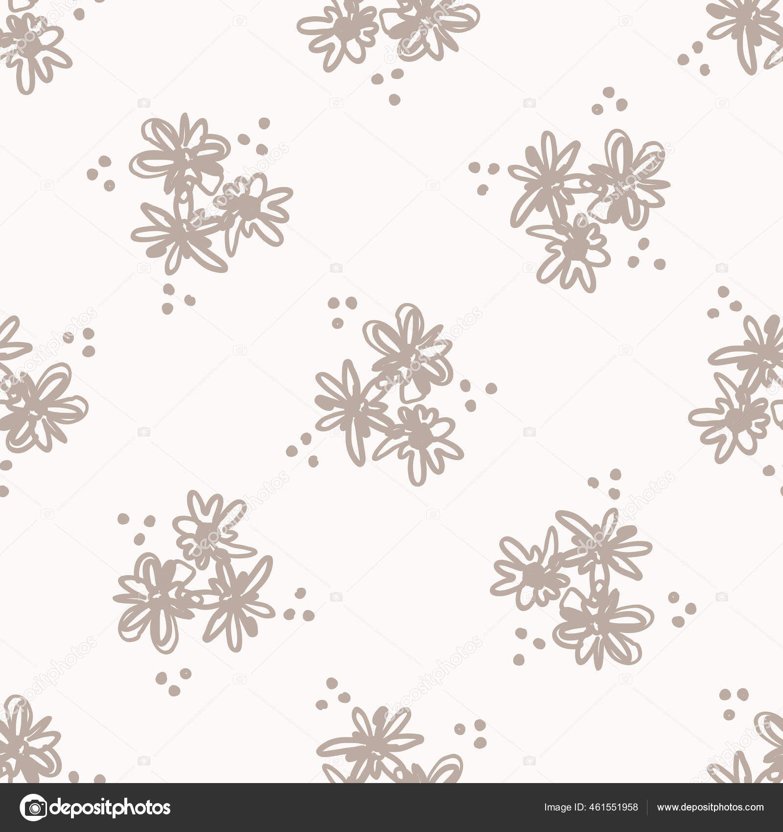 Seamless Minimalist Doodle Flower Pattern Background Calm Two Tone Color Wallpaper Simple Modern Scandi Unisex Baby Design Organic Childish Gender Neutral Baby All Over Print Hand Drawn Floral Vector Image By C
