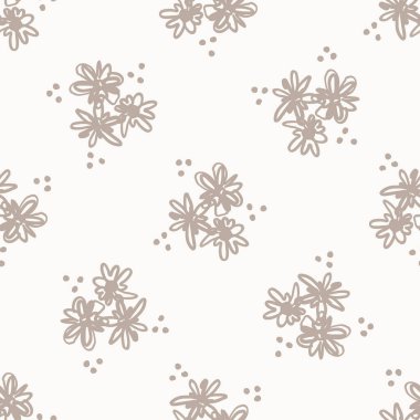 Kusursuz minimalist karalama çiçek desenli arka plan. İki tonlu duvar kağıdını sakinleştir. Basit modern skandi unisex bebek tasarımı. Her yerde organik, çocuksu, cinsiyetsiz, tarafsız bir bebek var. El çizimi çiçek..