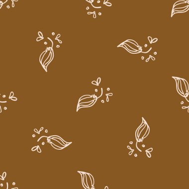 Kusursuz minimalist karalama çiçek desenli arka plan. İki tonlu duvar kağıdını sakinleştir. Basit modern skandi unisex bebek tasarımı. Her yerde organik, çocuksu, cinsiyetsiz, tarafsız bir bebek var. El çizimi çiçek..