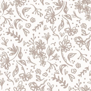 Kusursuz minimalist karalama çiçek desenli arka plan. İki tonlu duvar kağıdını sakinleştir. Basit modern skandi unisex bebek tasarımı. Her yerde organik, çocuksu, cinsiyetsiz, tarafsız bir bebek var. El çizimi çiçek..