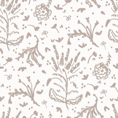 Kusursuz minimalist karalama çiçek desenli arka plan. İki tonlu duvar kağıdını sakinleştir. Basit modern skandi unisex bebek tasarımı. Her yerde organik, çocuksu, cinsiyetsiz, tarafsız bir bebek var. El çizimi çiçek..