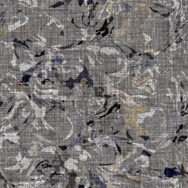 Kömür kömürü lekeli, gri Fransız keten kumaşı dokuma arka planı. Tarafsız, eski kumaş baskı kumaştan yapılmış. Her yeri parmak iziyle kaplı. Düzensiz pürüzlü pürüzlü grunge etkisi.