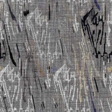 Kömür kömürü lekeli, gri Fransız keten kumaşı dokuma arka planı. Tarafsız, eski kumaş baskı kumaştan yapılmış. Her yeri parmak iziyle kaplı. Düzensiz pürüzlü pürüzlü grunge etkisi.