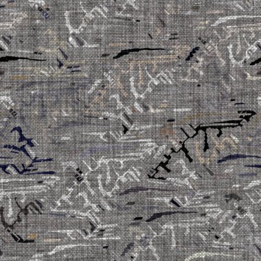 Kömür kömürü lekeli, gri Fransız keten kumaşı dokuma arka planı. Tarafsız, eski kumaş baskı kumaştan yapılmış. Her yeri parmak iziyle kaplı. Düzensiz pürüzlü pürüzlü grunge etkisi.