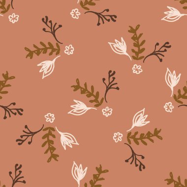 Kusursuz minimalist karalama çiçek desenli arka plan. İki tonlu duvar kağıdını sakinleştir. Basit modern skandi unisex bebek tasarımı. Her yerde organik, çocuksu, cinsiyetsiz, tarafsız bir bebek var. El çizimi çiçek..