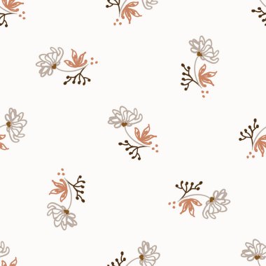 Kusursuz minimalist karalama çiçek desenli arka plan. İki tonlu duvar kağıdını sakinleştir. Basit modern skandi unisex bebek tasarımı. Her yerde organik, çocuksu, cinsiyetsiz, tarafsız bir bebek var. El çizimi çiçek..