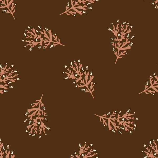 Fondo de patrón floral garabato minimalista sin costuras. Calma fondo de pantalla boho terroso tono de color. Diseño de flores unisex escándalo moderno simple. Bebé orgánico infantil neutro de género por todas partes print. Dibujado a mano. — Archivo Imágenes Vectoriales