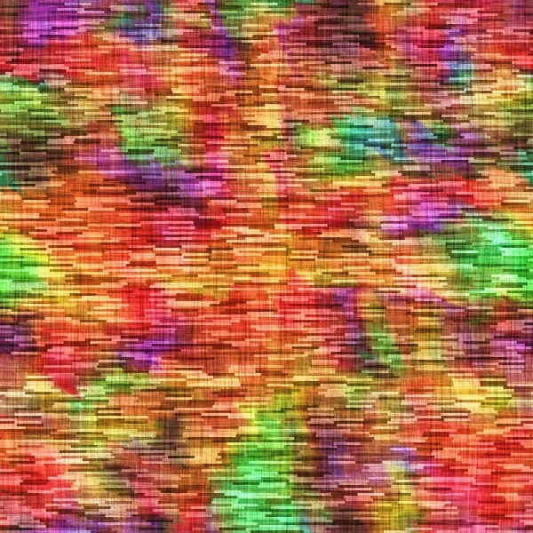 Rainbow camo grunge mosa upp textur bakgrund. Färgglada djärva oregelbunden bedrövad sömlös mönster. Modern bohofärgad linnetextil. Mjuk inredning. Dekorativa fläckig fläckig överallt tryck — Stockfoto