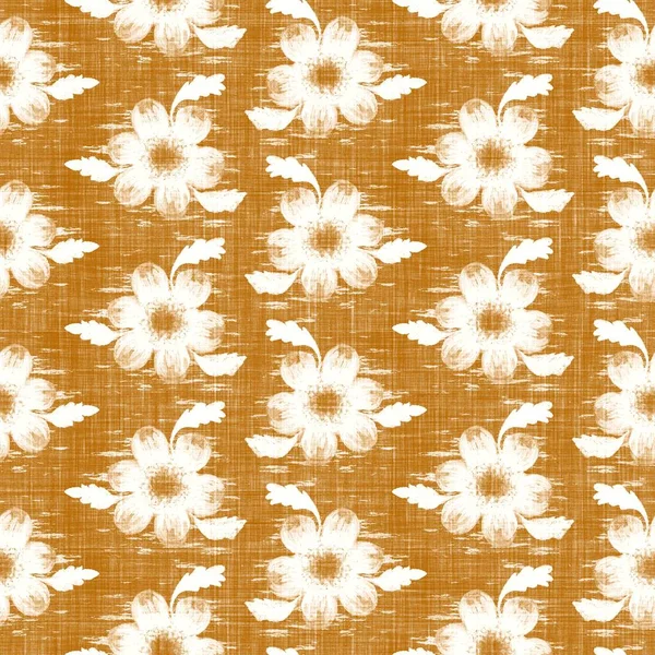 Aquarell orange Blume Motiv Hintergrund. Handbemalte erdige wunderliche nahtlose Muster. Modernes florales Leinengewebe für die Dekoration von Frühling und Sommer. Dekorative Scandi Stil bunte Natur auf dem ganzen Druck — Stockfoto