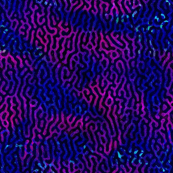 Διαστημικά βαμμένο boltch φόντο μοτίβο δυσλειτουργία. Μωβ μπλε χρώμα ξεπλένονται γραβάτα επανάληψη Swatch. Απρόσκοπτη ποικιλόμορφη boho καλοκαιρινή υφαντική ύλη. Διακοσμητική ξεθωριασμένη θολούρα σε όλο το αποτύπωμα — Φωτογραφία Αρχείου