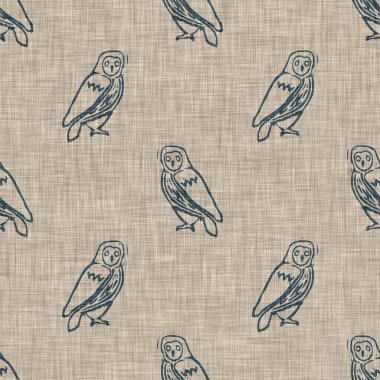 El yapımı keten bloklu baykuş deseni. Taşralı bebeklerin siluet çizim geçmişi. Modern bej tarzı skandal. Her yerde yumuşak kumaş tekstil tarzı var.. 