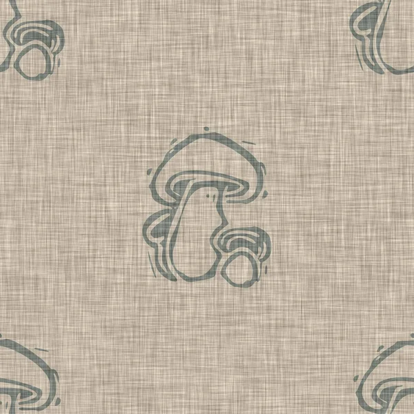 Hecho a mano tallado en bloque de lino impresión patrón sin costuras setas. Rústico bebé silueta ilustración fondo. Escándalos de estilo beige moderno. Moda textil de tela suave en todo el diseño. — Foto de Stock