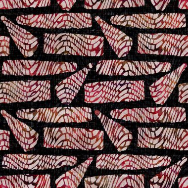 Kusursuz koyu geometrik blok parmak izi arkaplanı. Boho etnik yumuşak döşeme kumaşı tarzı. Boyayla boyanmış dekoratif desenli tekstil. Uzay Boyalı Bulanık Geo Raster JPG örneği her yerde.