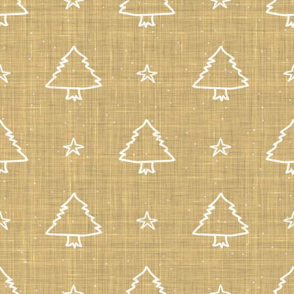 Seamless christmas tree holiday background. Fir sprig spruce monochrome pattern texture. Linen scandi festive christmas motif background. Stylish modern seasonal gift wrapping paper. — Stock Photo, Image