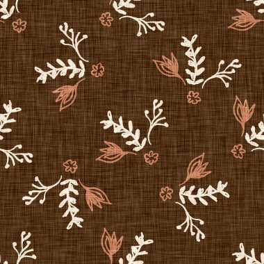 Kusursuz keten karalama çiçek desenli arka plan. Sakin boho dünya renginde duvar kağıdı. Basit modern skandi unisex çiçek tasarımı. Her yerde organik, çocuksu, cinsiyetsiz, tarafsız bir bebek var. El çizimi.