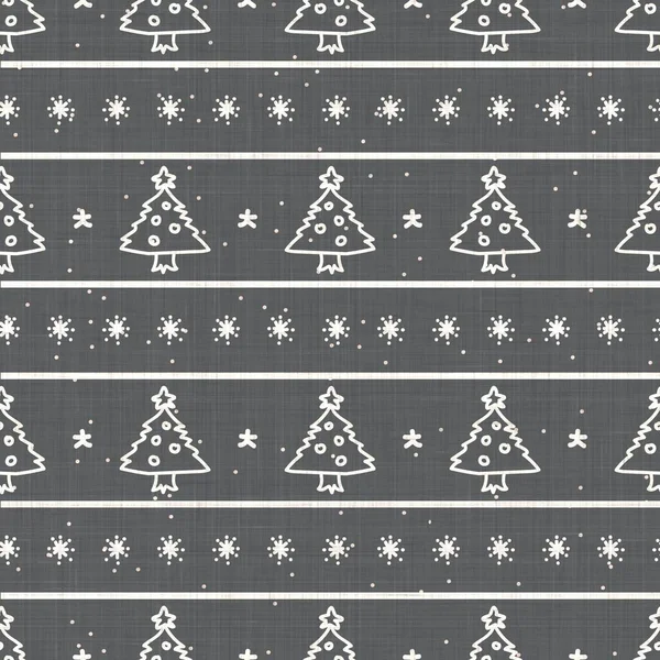 Seamless christmas tree holiday background. Fir sprig spruce monochrome pattern texture. Linen scandi festive christmas motif background. Stylish modern seasonal gift wrapping paper. — Stock Photo, Image