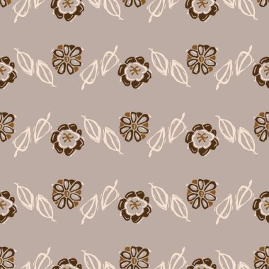 Kusursuz minimalist karalama çiçek desenli arka plan. Sakin boho dünya renginde duvar kağıdı. Modern skandi unisex çiçek tasarımı. Her yerde organik, çocuksu, cinsiyetsiz, tarafsız bir bebek var. El çizimi.