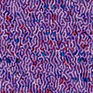 Benekli lekeli lekeli kusurlu arka plan. Mor mavi, kravat boyasını silmiş. Kusursuz çeşitlendirilmiş boho yaz tekstil malzemesi. Dekoratif soluk sıkıntılı bulanıklık tüm parmak izi