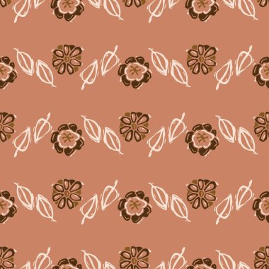 Kusursuz minimalist karalama çiçek desenli arka plan. Sakin boho dünya renginde duvar kağıdı. Modern skandi unisex çiçek tasarımı. Her yerde organik, çocuksu, cinsiyetsiz, tarafsız bir bebek var. El çizimi.