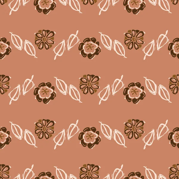 Kusursuz minimalist karalama çiçek desenli arka plan. Sakin boho dünya renginde duvar kağıdı. Modern skandi unisex çiçek tasarımı. Her yerde organik, çocuksu, cinsiyetsiz, tarafsız bir bebek var. El çizimi.