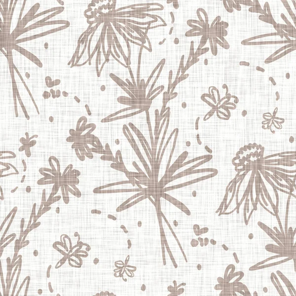 Seamless minimalist doodle flower pattern background. Calm two tone color wallpaper. Simple modern scandi unisex baby design. Organic childish gender neutral baby all over print. Hand drawn floral.